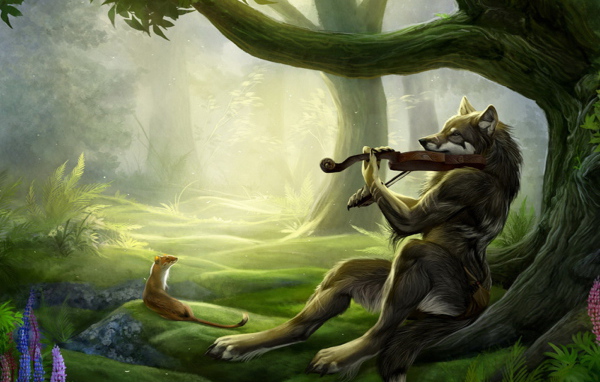 Волчица играющая на скрипке