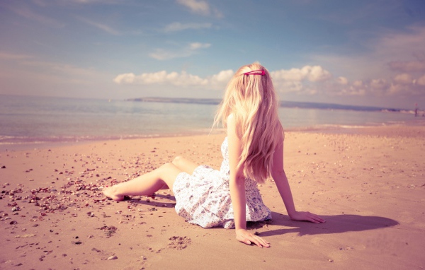 A young girl on the beach