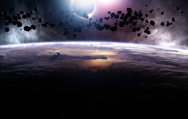 Астероиды над планетой