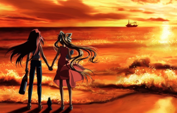 Две девочки на берегу моря