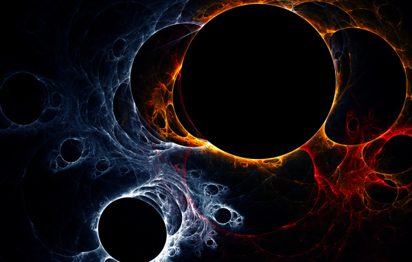 Black circles with fire
