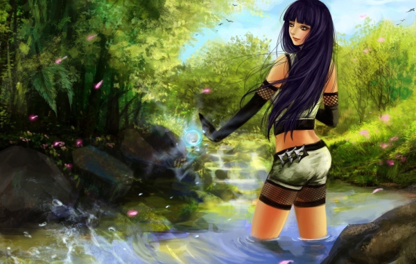 Девушка стоит в реке