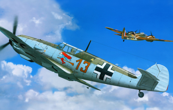 Немецкий самолет в бою