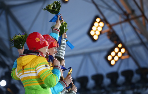 Обладательница серебряной медали в дисциплине санный спорт Татьяна Хюфнер на олимпиаде в Сочи