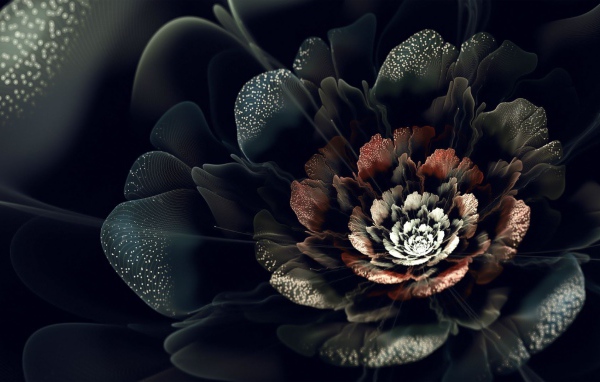 Абстрактный черный цифровой цветок