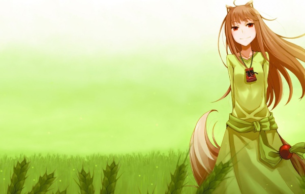 Девушка аниме в зеленом платье