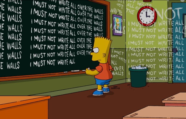 Барт Симпсон пишет на стенах