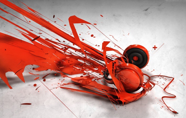 Red paint splash headphones