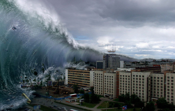 Волна надвигается на город