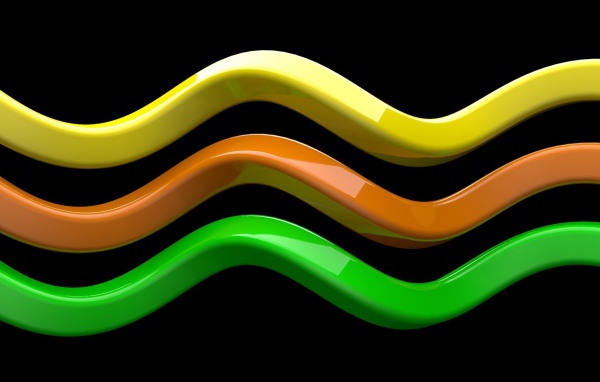 Яркие волны на черном фоне, 3-Д графика