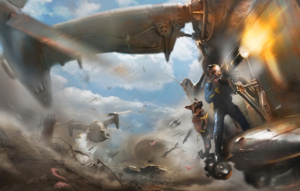 The battle in the air, the game Fallout 4