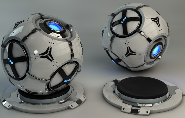 Two spheres on a gray background, 3d graphics