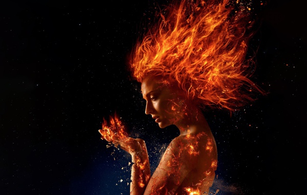 Actress Sophie Turner in the science fiction film X-Men. Dark Phoenix, 2018