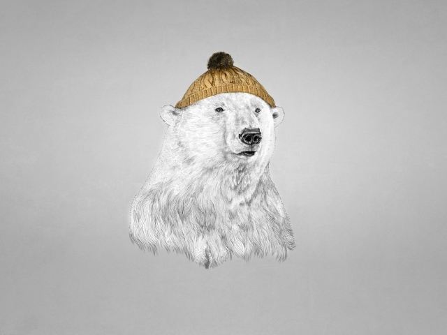 Белый медведь в шапке