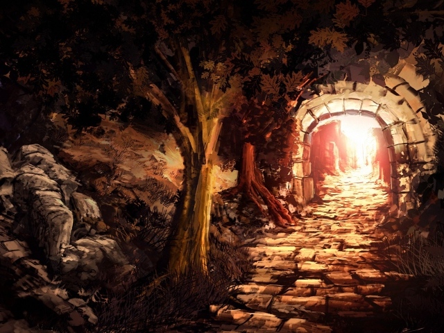 Stone road through the arch wallpapers and images - wallpapers
