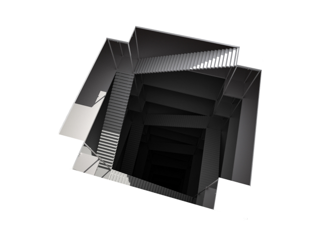 Лестница в глубь здания, 3Д графика