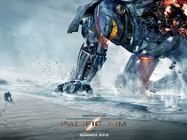 Robot at the shore of the movie Pacific Rim