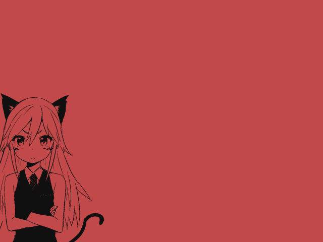 Девушка кошка, аниме красный фон