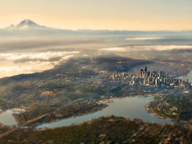 Panorama of downtown Seattle from a height