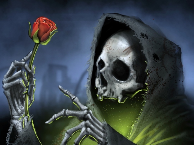 Смерть держит в руке розу