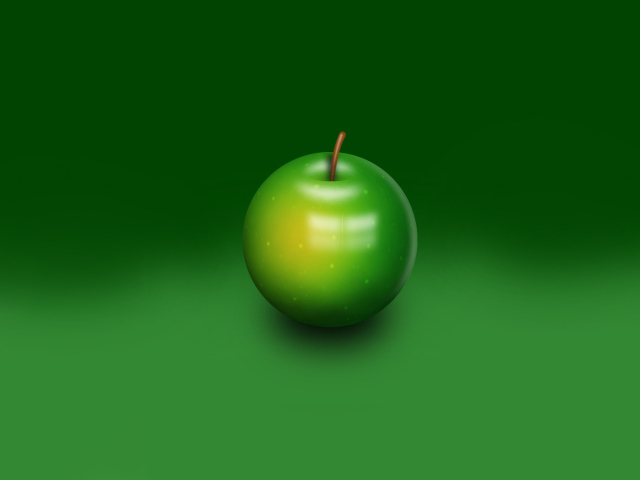 Green apple on a green background 3D graphics