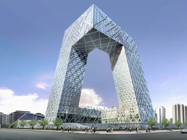 Необычное здание, штаб-квартира Центрального телевидения КНР в Пекине 