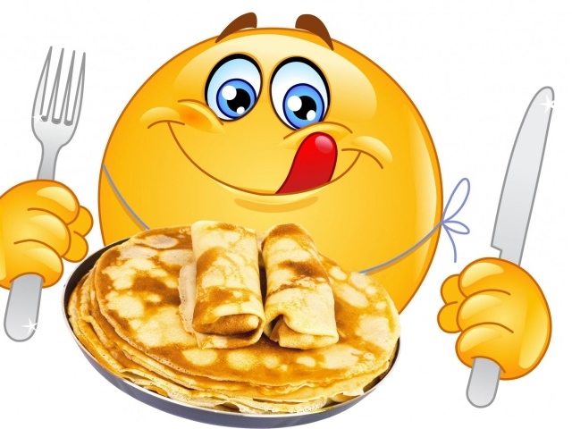 Smiley with pancakes on Pancake Day card