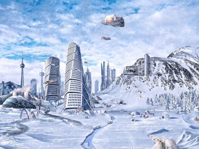 The fantastic city of the future winter