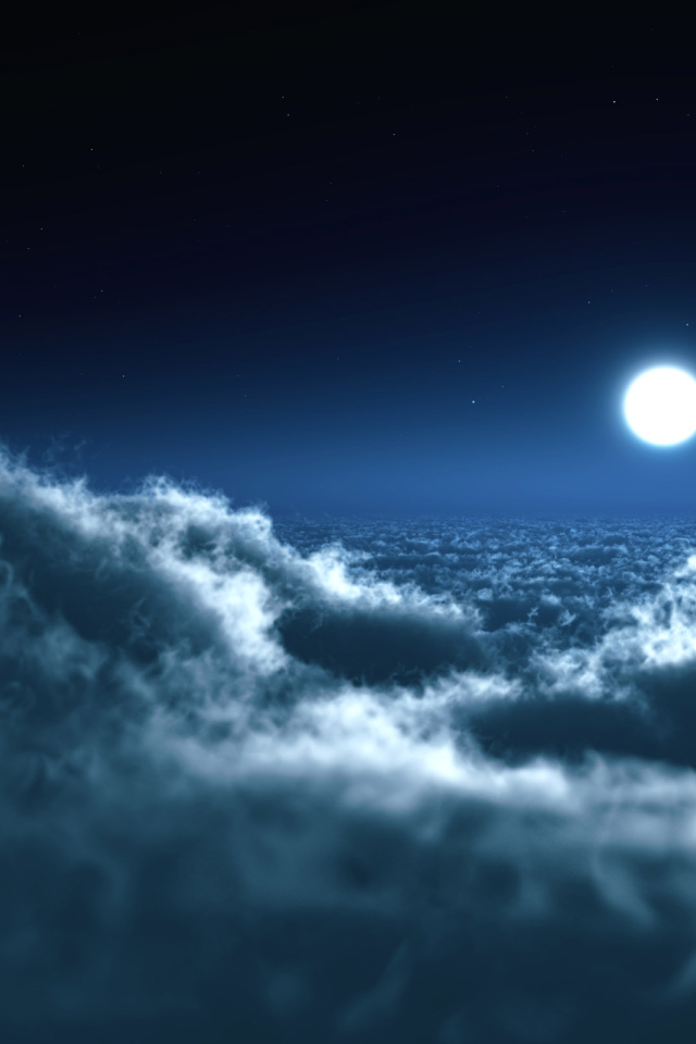 Луна над облаками Ночное небо