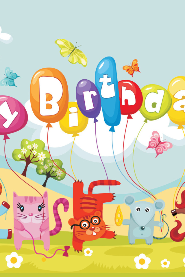 Animals with congratulations on birthday