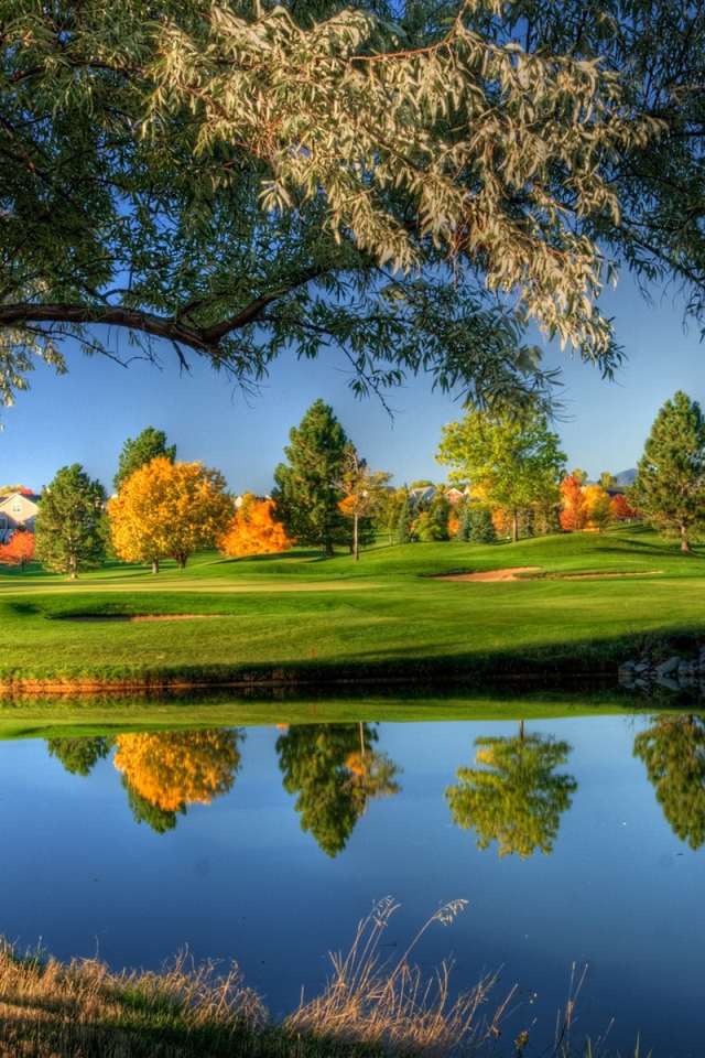Поле для игры в гольф осенью