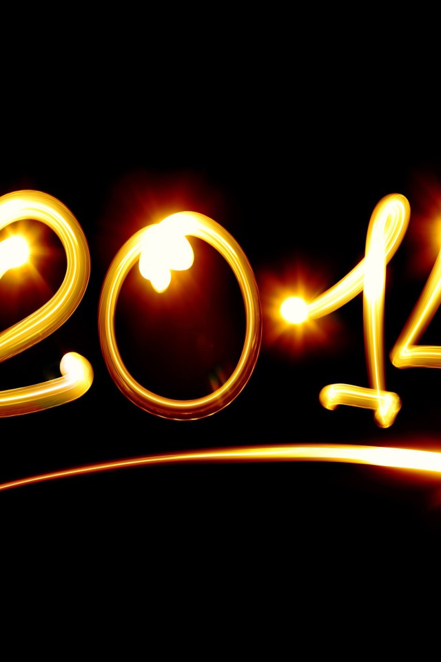 Новый Год 2014 цифры на черном фоне