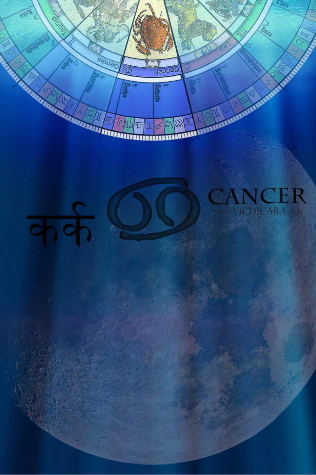 Знак зодиака рак на фоне луны