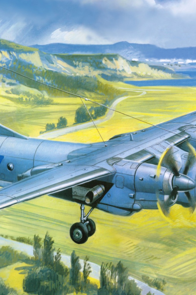 Советский самолет над полями
