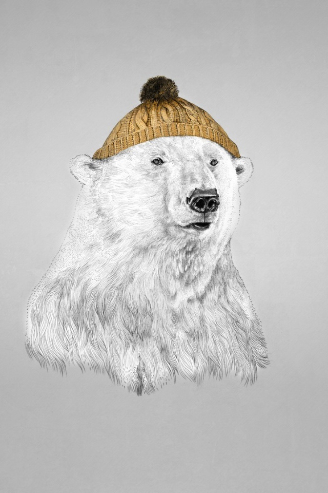 Белый медведь в шапке