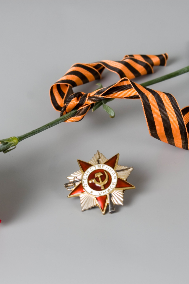Гвоздика и орден в День Победы 9 мая