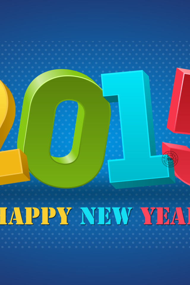 Красочная открытка на Новый Год 2015