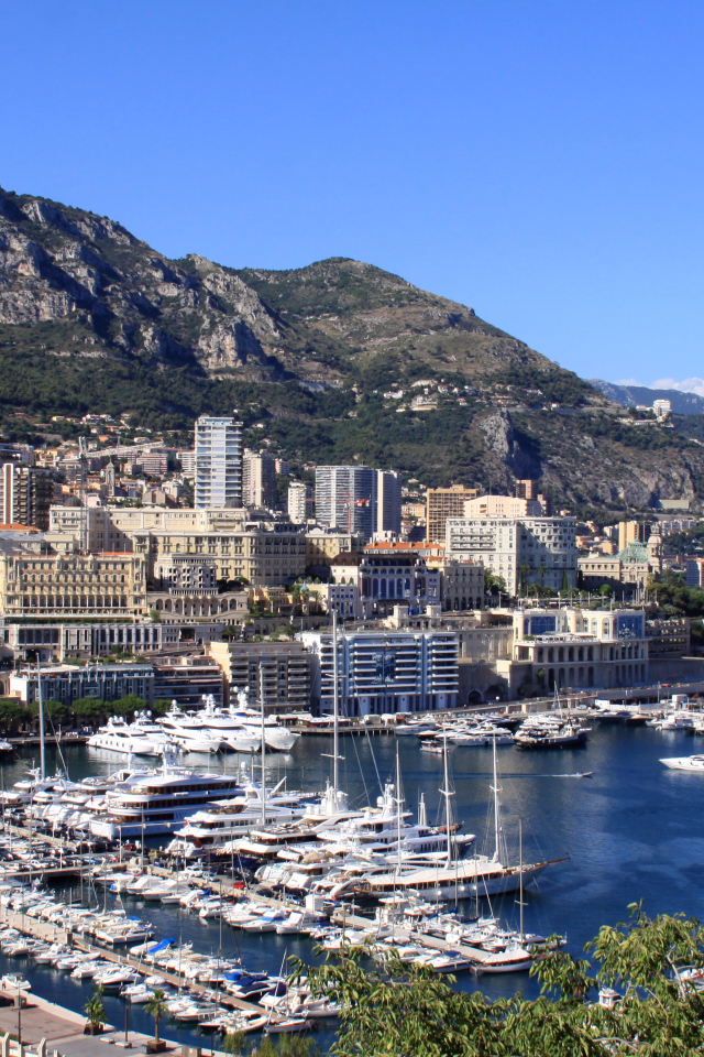 Порт на фоне города в Монте-Карло, Франция