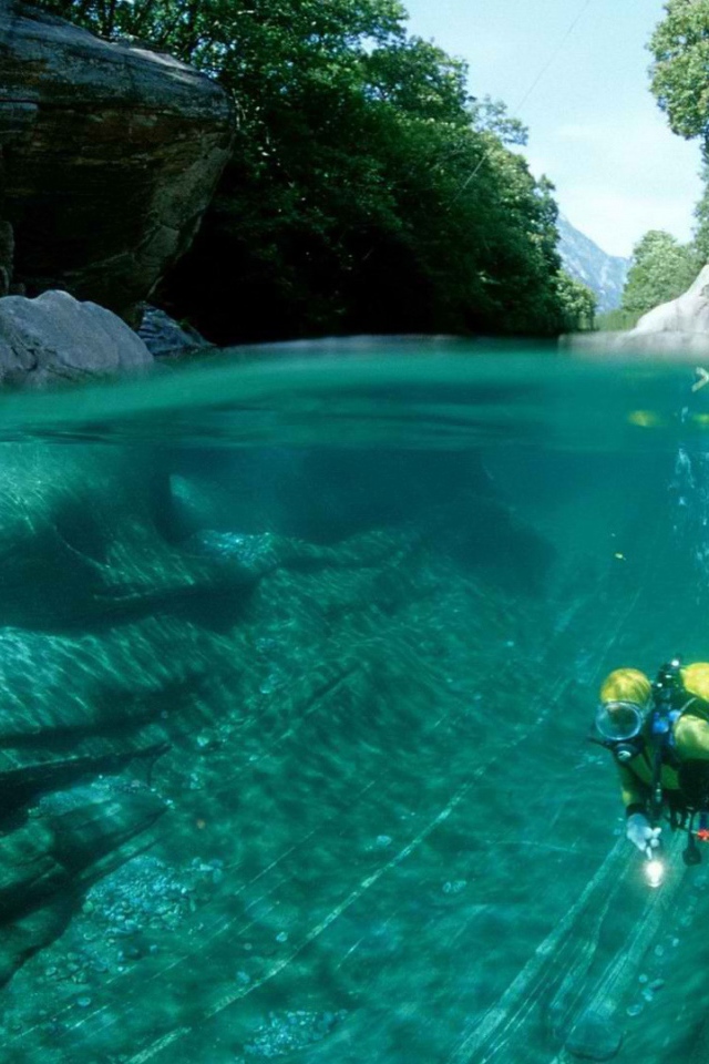 Underwater swimmer in Switzerland
