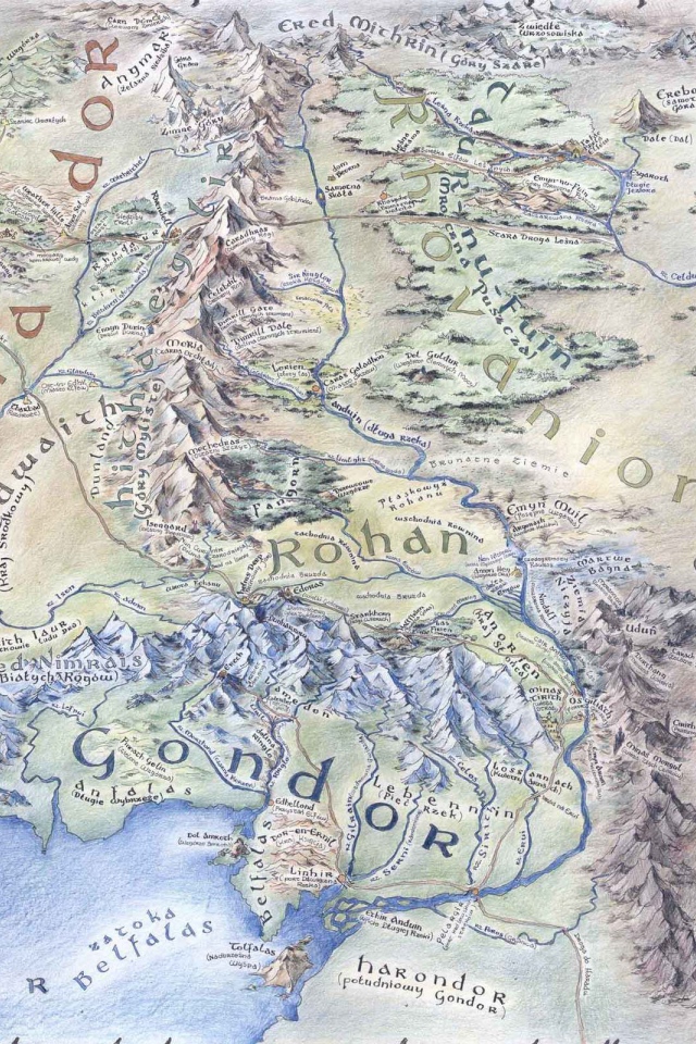 Большая подробная карта Средиземья