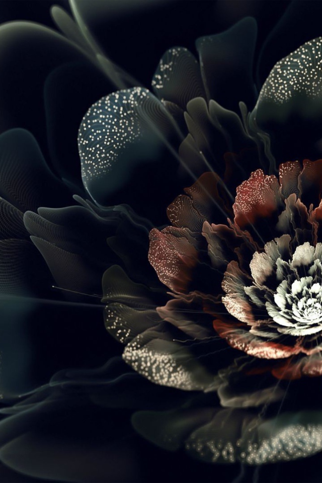 Абстрактный черный цифровой цветок