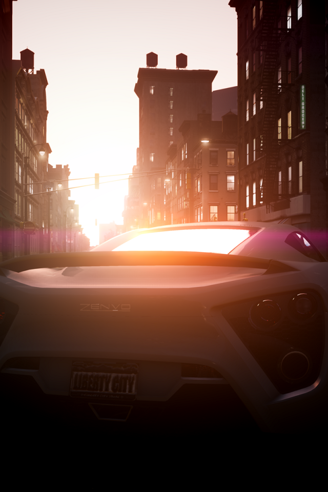 Автомобиль Zenvo ST1 на фоне заката