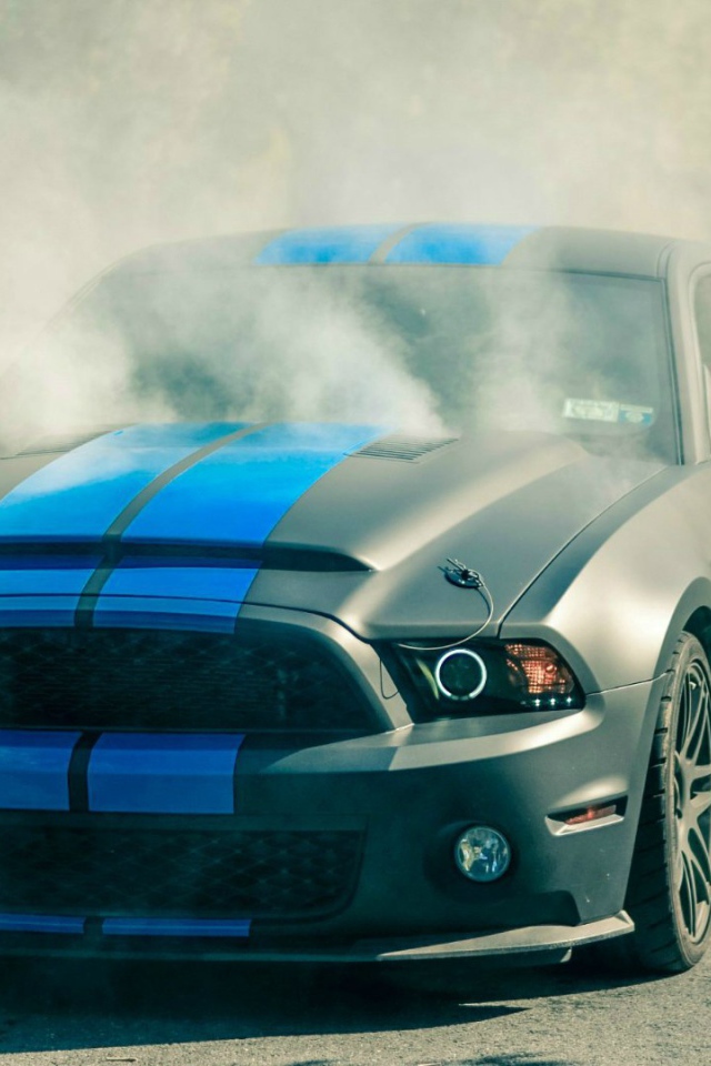 Дымящийся Ford Mustang GT 5.0