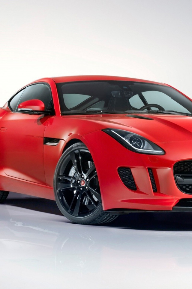 Красный Jaguar на белом фоне