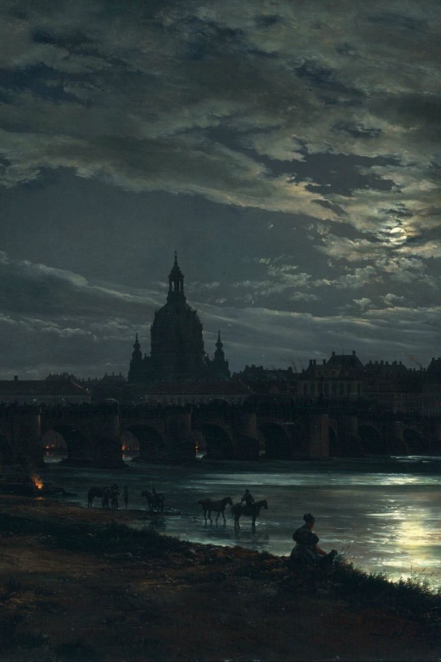 Картина Вид Дрездена в полнолуние
