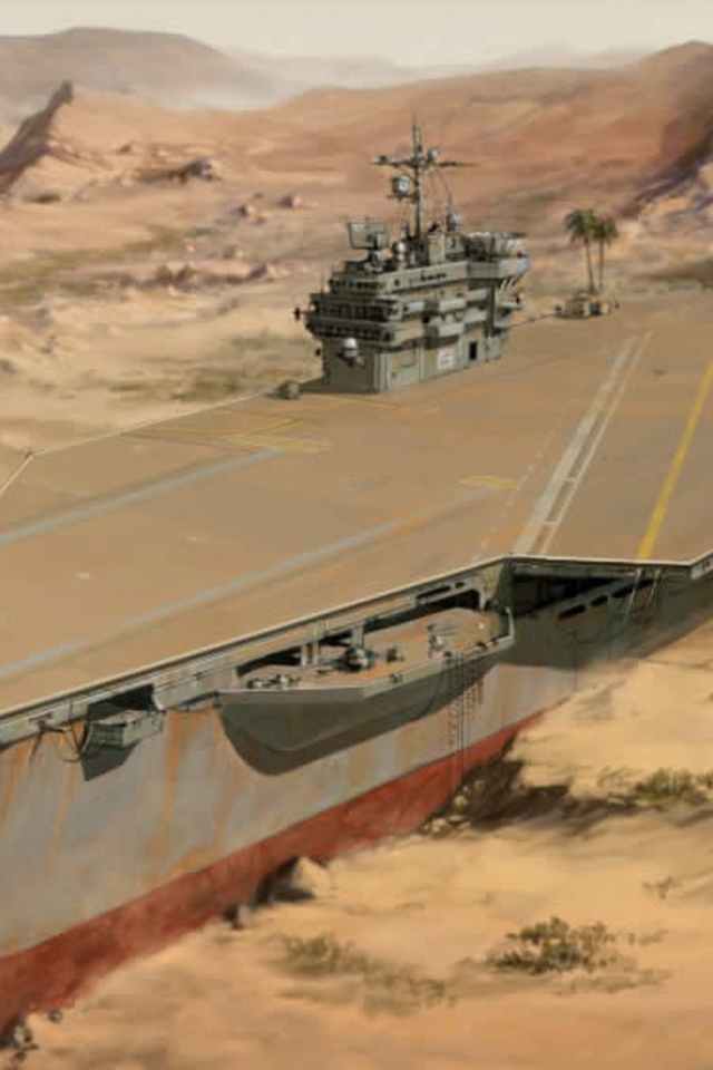 Aircraft carrier in the wilderness after the drought