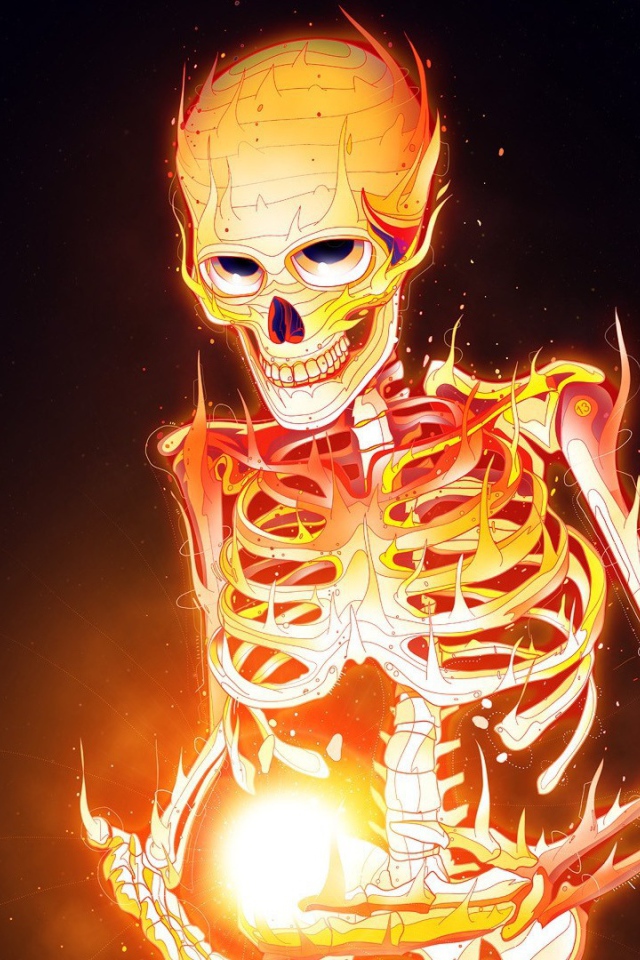 Скелет горит огнем