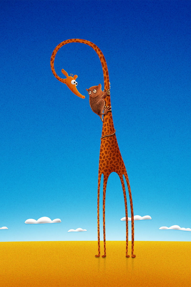 Обезьяна на жирафе