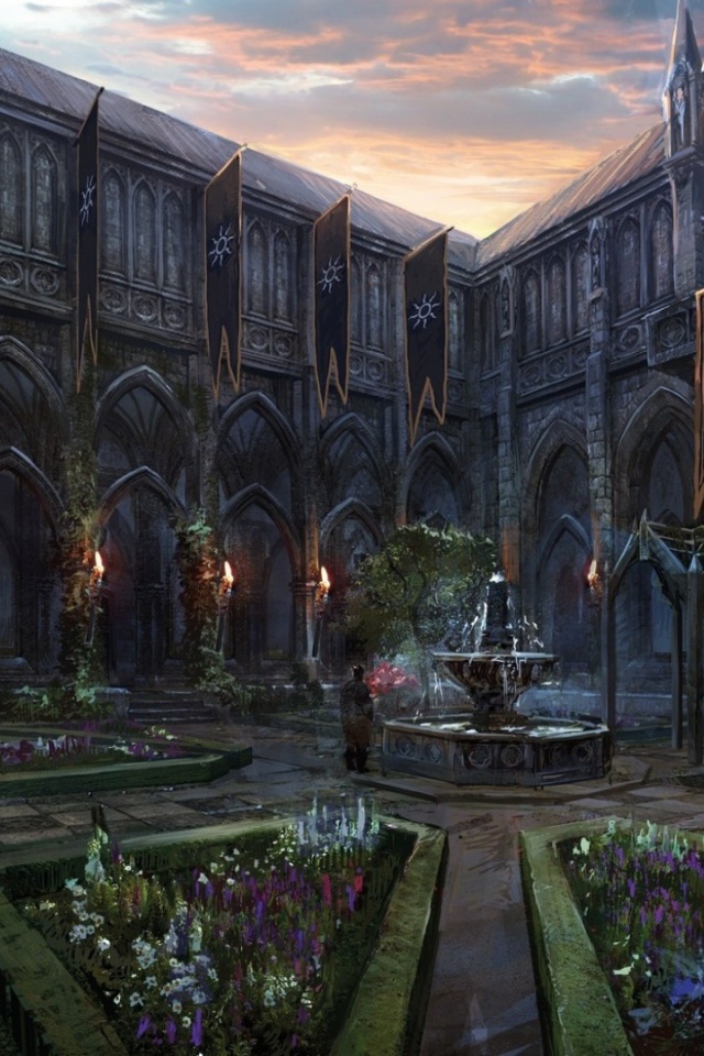 Внутренний двор дворца в игре The Witcher 3 Wild Hunt