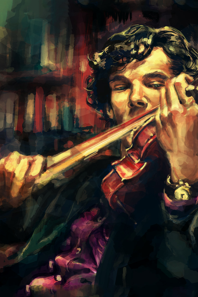 Шерлок играет на скрипке, арт